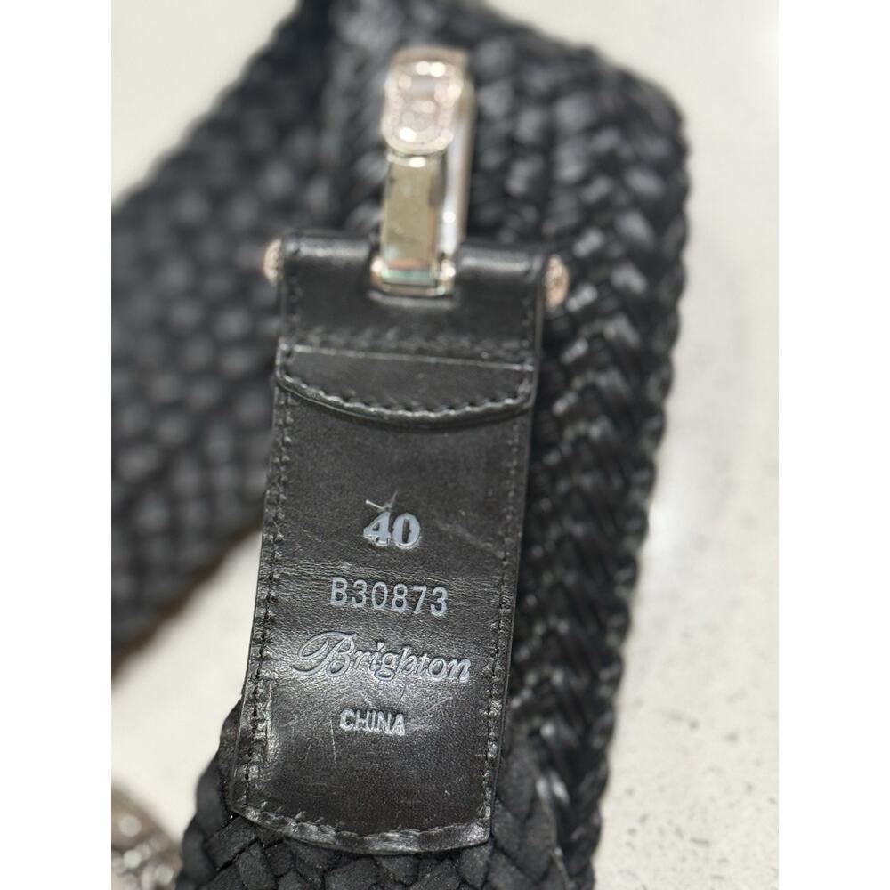 Brighton B30873 Black Braided Leather Belt Silver Scroll Buckle Boho Western EUC - Picture 4 of 8